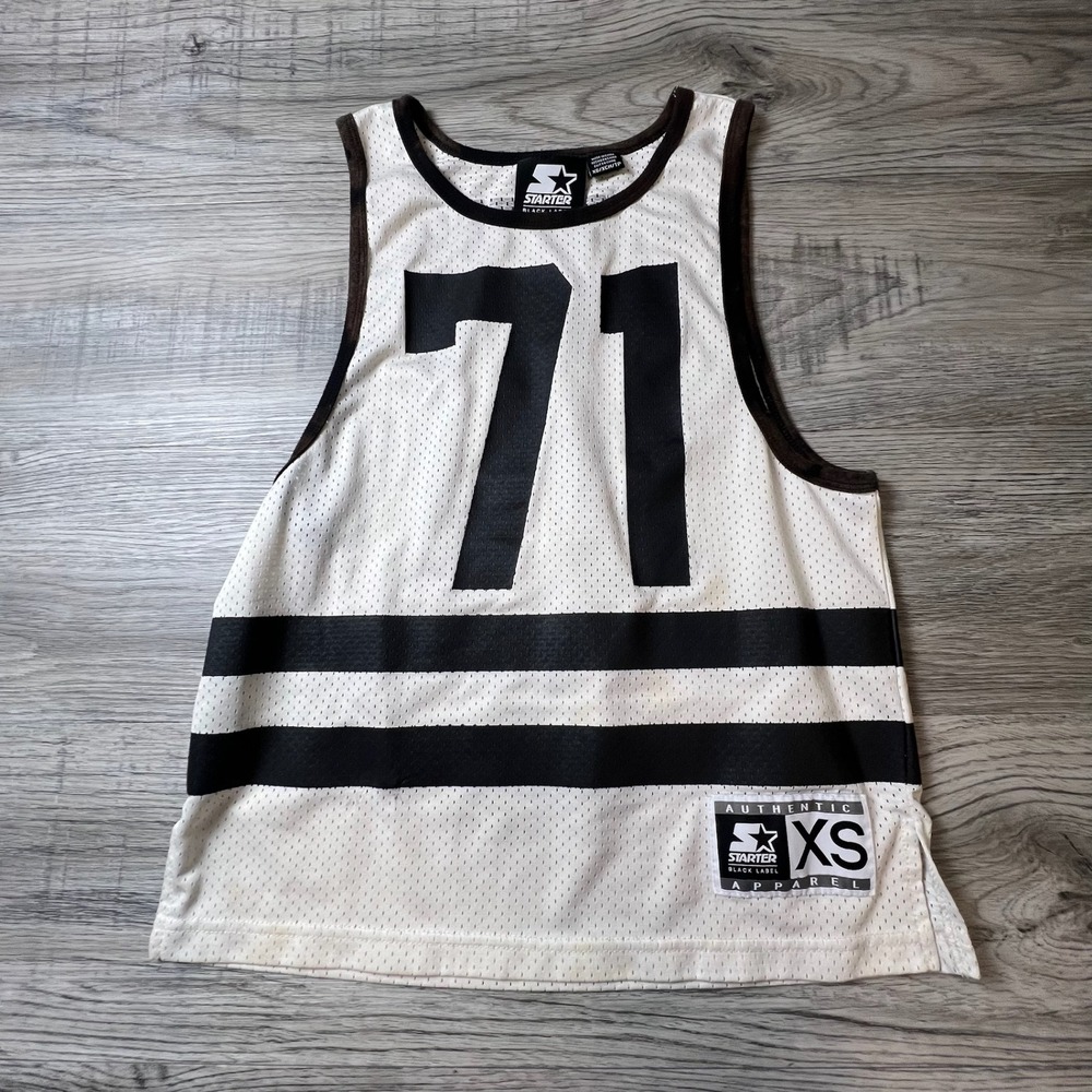Starter Mesh Jersey Tank Top Unisex XS White Black 71 Graphic Black Label‎ L65